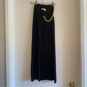 NICHOLAS Elegant Black Skirt with Gold Chain Detail